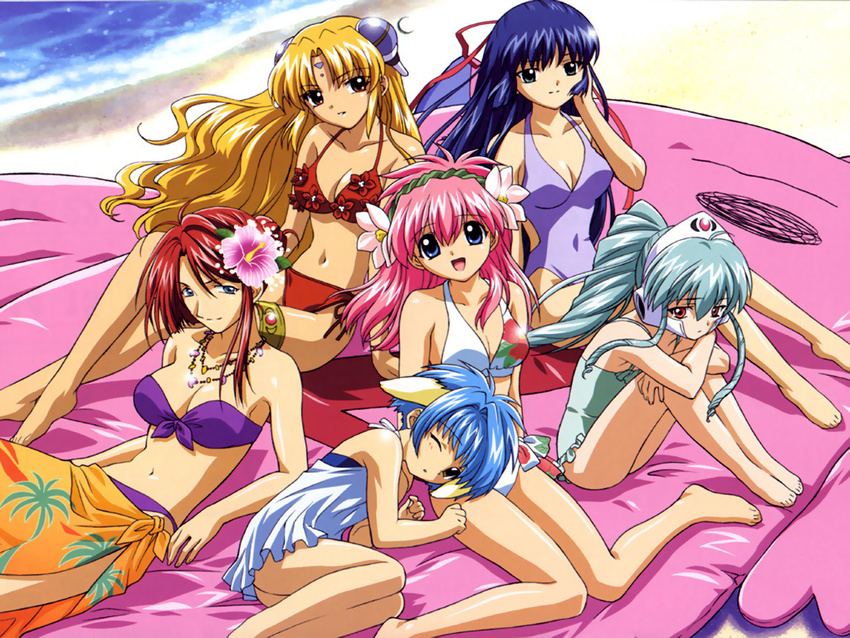 6+girls :d ;o =_= adjusting_hair age_difference ahoge animal_ears aqua_hair arm_support ass bandeau bangs bare_shoulders barefoot beach beads bikini blancmanche_mint blonde_hair blue_eyes blue_hair blush breasts broccoli broccoli_(company) casual_one-piece_swimsuit cleavage crescent crossed_arms crossed_legs dress drill_hair everyone facial_mark feet fetal_position flat_chest floating_hair floral_print flower forehead_mark forte_stollen franboise_ranpha frilled_swimsuit frills front-tie_top galaxy_angel gem glint green_eyes green_hair hair_between_eyes hair_bun hair_flower hair_intakes hair_ornament hair_ribbon hairband hairpods halterneck hand_on_head head_tilt helmet hibiscus highres hime_cut jewelry karasuma_chitose knees_on_chest lap_pillow leg_hug legs legs_crossed lolicon long_hair looking_at_viewer lying milfeulle_sakuraba mint_blancmanche multiple_girls navel necklace normad official_art on_back on_side one-piece_swimsuit one_eye_closed open_mouth outdoors parted_bangs payot pink_hair ponytail purple_eyes ranpha_franboise reclining red_eyes red_hair ribbon sakuraba_milfeulle sarong short_dress short_hair side-tie_bikini sidelocks sitting smile stollen_forte swept_bangs swimsuit thighlet twin_drills vanilla vanilla_h wallpaper wariza water wavy_hair wind wink