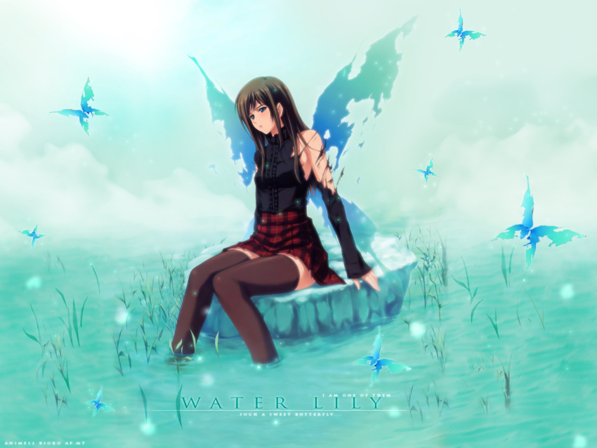 blue brown_hair long_hair pianissimo skirt sugina_miki thigh-highs water wings