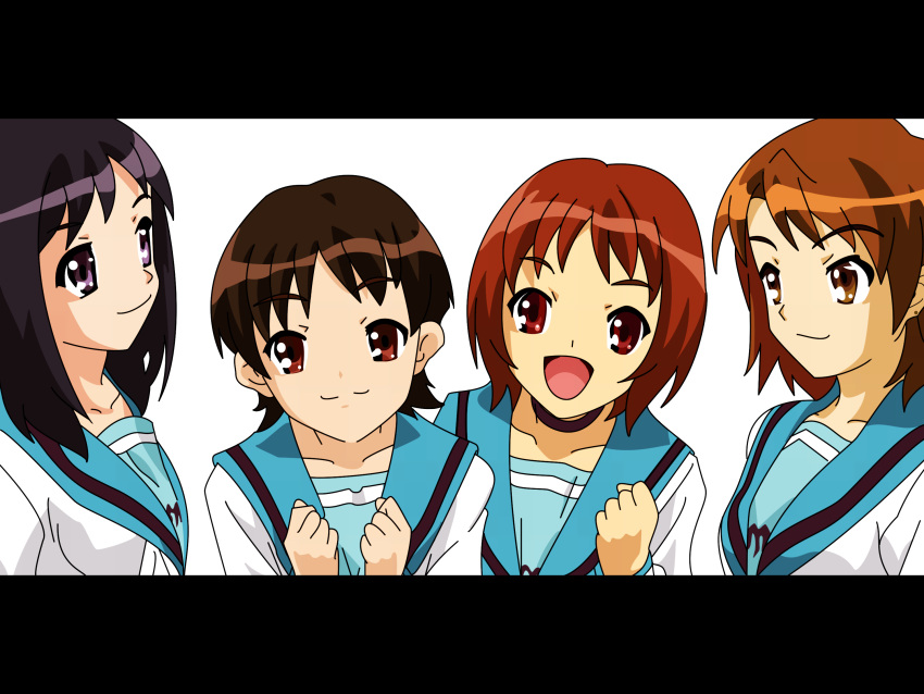 enomoto_miyuki enoz nakanishi_takako okajima_mizuki seifuku suzumiya_haruhi_no_yuuutsu zaizen_mai