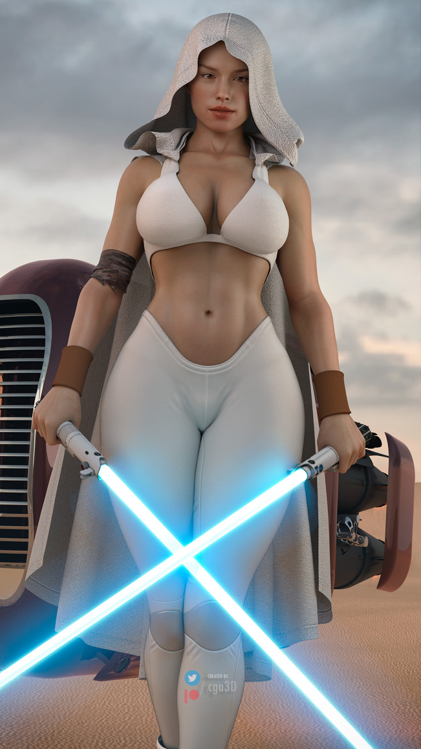 1girls 3d abs alternate_breast_size alternate_costume armwear ass athletic athletic_female big_ass big_breasts blue_lightsaber bracelet breasts brown_clothing brown_hair cape cga3d cleavage clothed clothed_female clothing curvaceous curvy curvy_female curvy_figure daisy_ridley erotichris female_only fingernails fit fit_female holding_object holding_sword holding_weapon hood light-skinned_female light_skin lightsaber long_fingernails long_nails muscular muscular_female outside panties rey sand sideboob skimpy solo solo_female star_wars sword the_force_awakens the_last_jedi the_rise_of_skywalker thick_thighs thighs tied_hair underwear voluptuous voluptuous_female weapon wide_hips