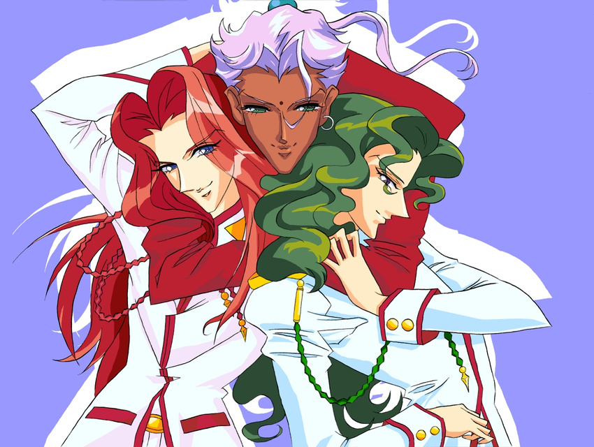 hug kiryuu_touga long_hair male male_focus ohtori_akio ootori_akio revolutionary_girl_utena saionji_kyouichi shoujo_kakumei_utena