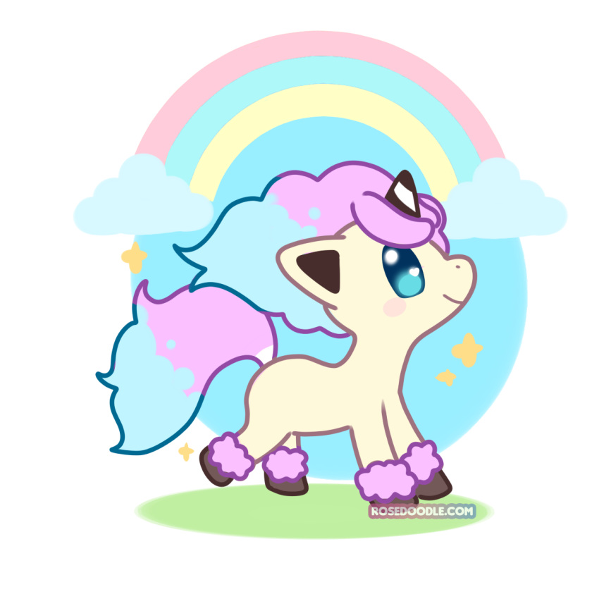 1:1 2019 ambiguous_gender black_horn black_stripes blue_body blue_eyes blue_fur blue_mane blue_tail blush blush_stickers cloud digital_drawing_(artwork) digital_media_(artwork) equid equine feathering feral flat_colors full-length_portrait fur galarian_form galarian_ponyta generation_8_pokemon heart_eyes heart_symbol hi_res horn looking_up mammal mane multicolored_body multicolored_fur multicolored_horn multicolored_mane mythological_creature mythological_equine mythology nintendo pink_body pink_fur pink_mane pink_tail pokemon pokemon_(species) portrait quadruped rainbow rainbow_arch regional_form_(pokemon) rosedoodle side_view simple_background smile snout solo sparkles striped_horn stripes tail tan_body text toony two_tone_body two_tone_fur two_tone_horn two_tone_mane two_tone_tail unicorn unicorn_horn url walking white_background white_horn white_stripes