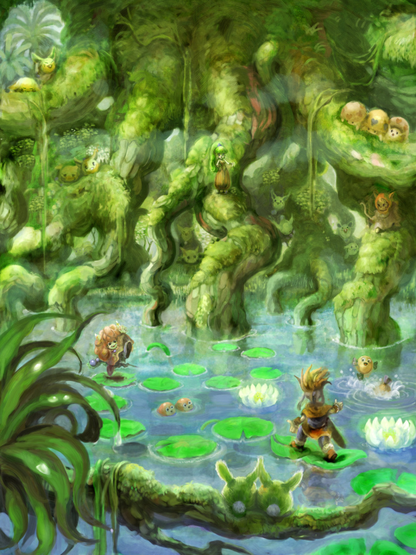 highres mokkemokke popoie purim rabite randi roots seiken_densetsu seiken_densetsu_2 tadpole tree water