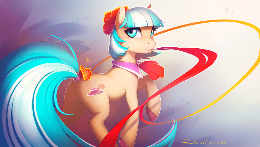 2016 antiander ass coco_pommel_(mlp) cutie_mark earth_pony equid equine female feral friendship_is_magic hair hasbro hi_res hooves horse long_hair mammal my_little_pony pony smile solo