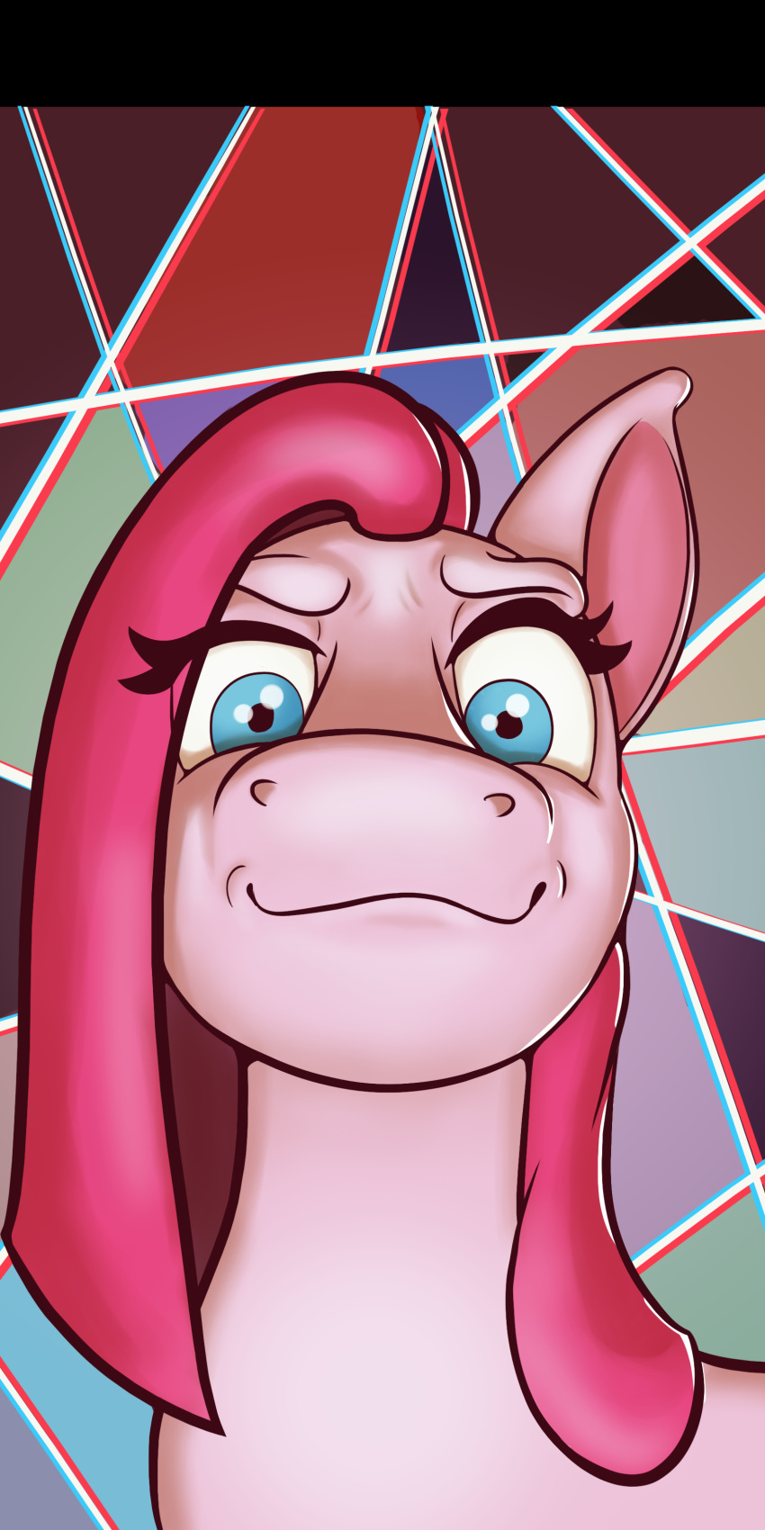 1:2 2020 absurd_res blue_eyes cocaine_(artist) conditional_dnp equid equine female feral friendship_is_magic fur hasbro headshot_portrait hi_res horse looking_at_viewer mammal mane my_little_pony pink_body pink_fur pink_mane pinkamena_(mlp) pinkie_pie_(mlp) pony portrait smug solo