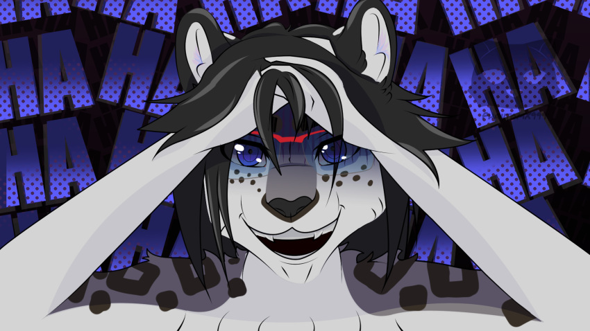 16:9 anthro eyewear felid feline female freckles glasses hi_res mammal meme pantherine phantomx999 rachel_addison shaded simple_background simple_coloring simple_shading snow_leopard solo ventart wallpaper watermark widescreen