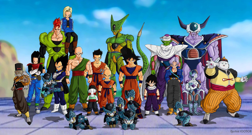 6+boys alien android android_16 android_17 android_18 android_19 android_20 bald black_hair blonde_hair brother cell_(dragon_ball) cell_jr chaozu chiaotzu cyborg dragon_ball dragon_ball_z father father_and_son female frieza highres horns king_cold monster_boy multiple_boys orange_hair piccolo siblings son son_gohan son_goku son_gokuu tail tenshinhan third_eye trunks_(dragon_ball) yamcha