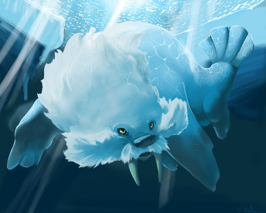 andrea_botiller commentary_request highres looking_at_viewer no_humans pokemon pokemon_(creature) realistic swimming underwater walrein