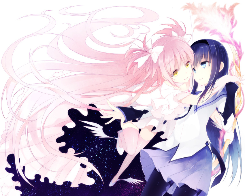 akemi_homura hase_neet kaname_madoka mahou_shoujo_madoka_magica thighhighs