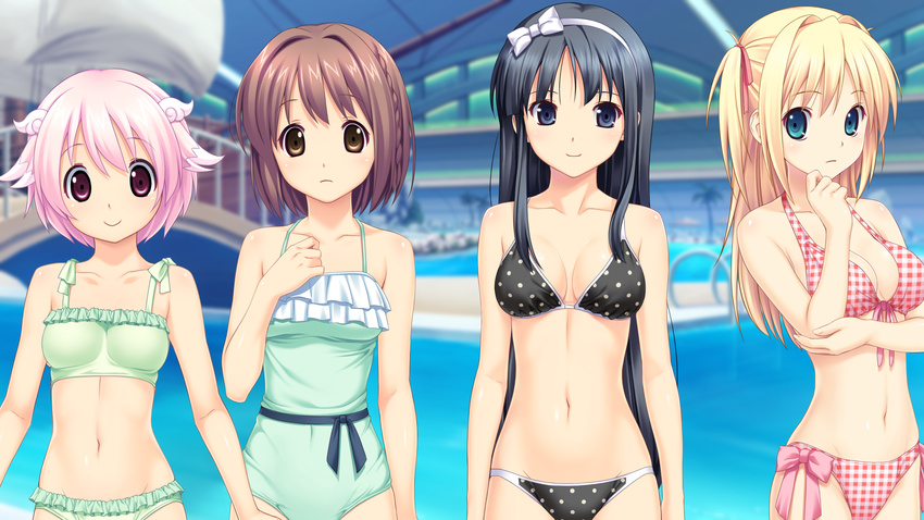 bikini fukami_nagisa game_cg group kagurazaka_namine kitami_minamo koutaro pool swimsuit takara_ichiko tropical_vacation