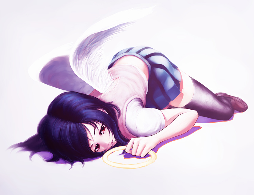 angel iwai_ryo original thighhighs waifu2x wings