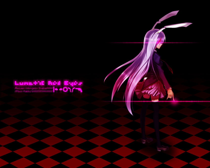 animal_ears blazer commentary_request female jacket long_hair makie_fujiyuki necktie purple_eyes purple_hair rabbit_ears reisen_udongein_inaba skirt solo thighhighs touhou