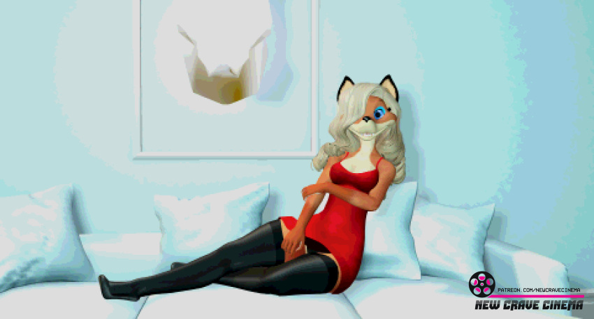 3d_(artwork) absurd_res canid canine clothing digital_media_(artwork) female fox hi_res mammal new_crave_cinema overalls pixelated retro second_life smile stacy_kotlowski text url