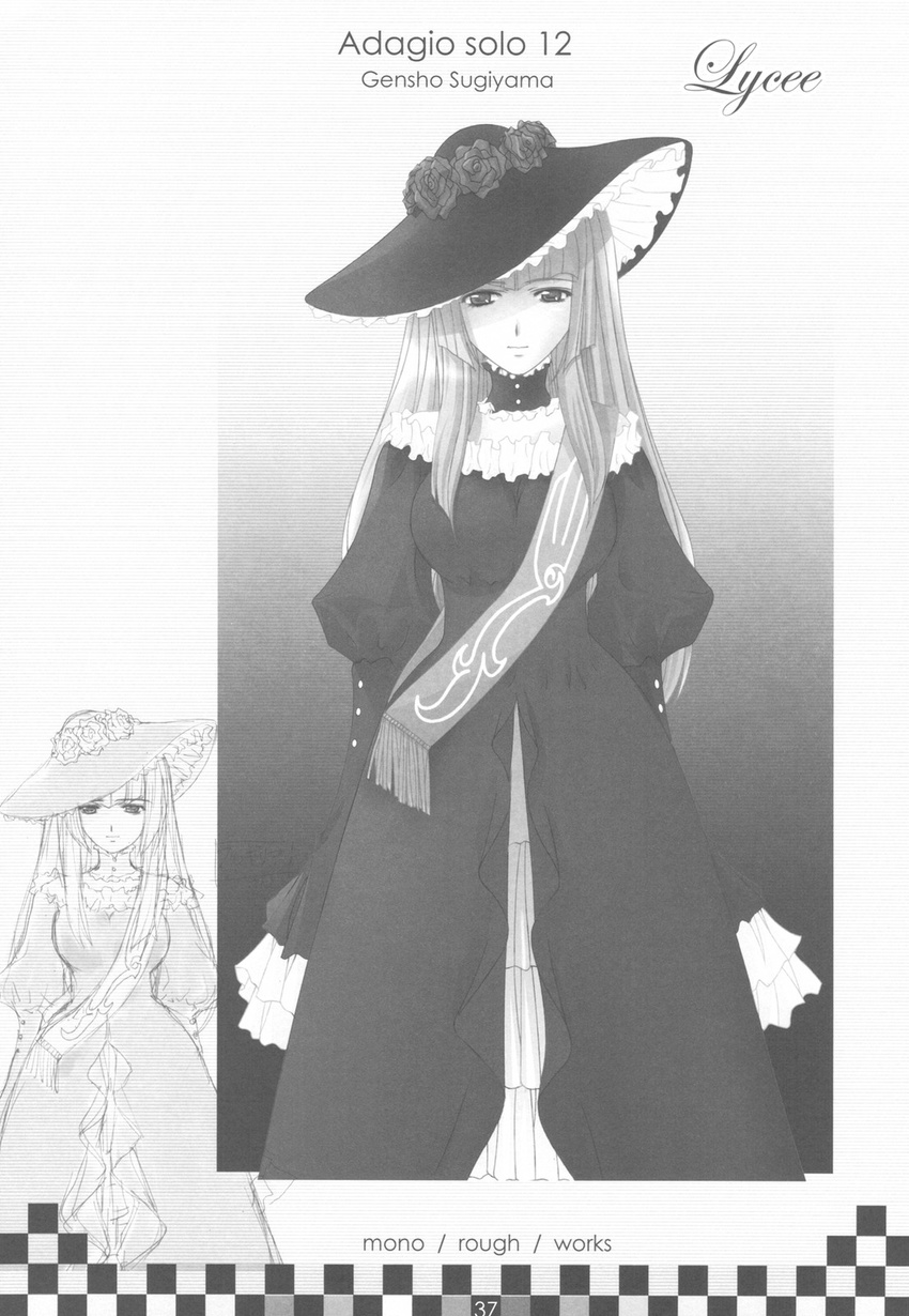 dress genshou_koubou monochrome sugiyama_genshou umineko_no_naku_koro_ni virgilia