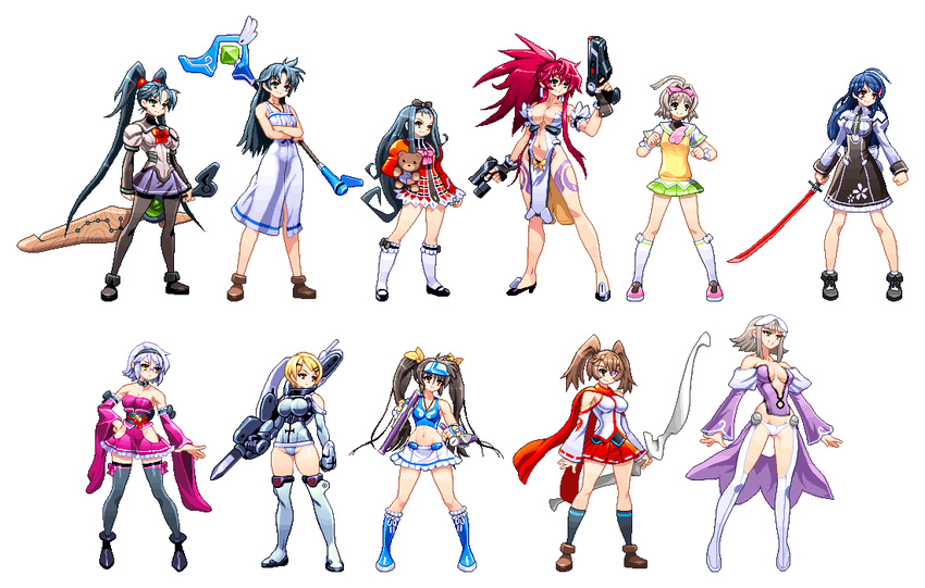 bow game_sprite gun hasumi_eri hilda_rize himeki_luna hioh_kaede ikuse_ayane katana kutuna_haruka kutuna_yui lilith_(vanpri) mirumachi_kurumi mitonoya_saki natalia_glinka sugeno_tomoaki sword tagme teddy_bear vanguard_princess weapon