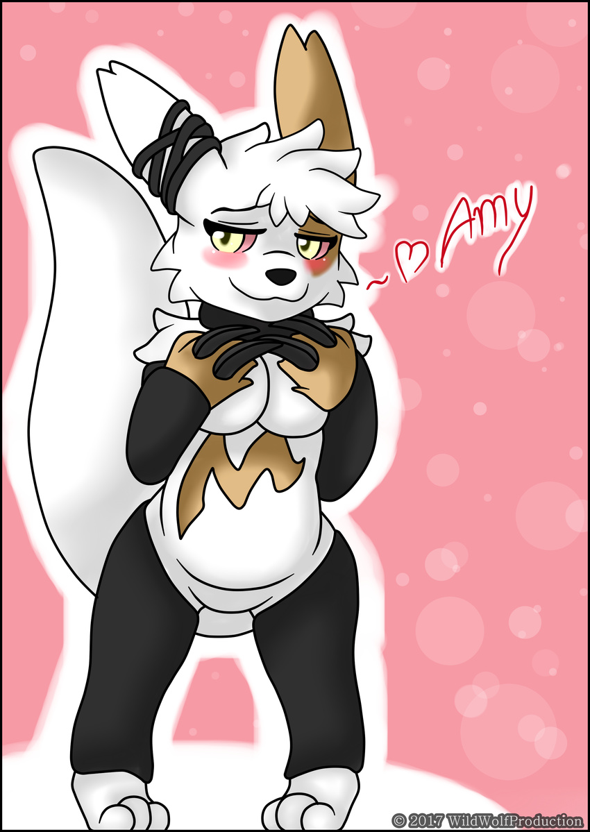 absurd_res amy_the_zangoose anthro blush breasts clothing fan_character female fur generation_3_pokemon hi_res nintendo pokemon pokemon_(species) solo white_body white_fur wildwolfproduction zangoose