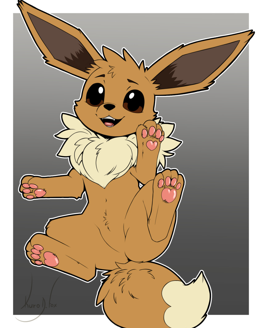 eevee female feral generation_1_pokemon heart_pawpads hi_res kurodfox nintendo pawpads pokemon pokemon_(species) solo tagme