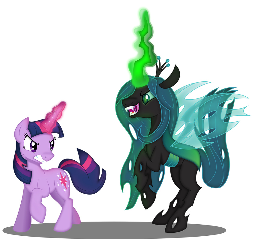 2015 absurd_res alpha_channel arthropod changeling duo equid equine female feral friendship_is_magic fur hair hasbro hi_res horn insect_wings mammal multicolored_hair my_little_pony mythological_creature mythological_equine mythology purple_body purple_fur purple_hair queen_chrysalis_(mlp) simple_background theshadowstone transparent_background twilight_sparkle_(mlp) two_tone_hair unicorn wings