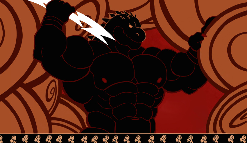 abs anthro biceps claws darknaigart fingers godzilla godzilla_(series) hi_res kaiju male muscular muscular_anthro muscular_male navel nipples pecs scalie solo toho zeuszilla