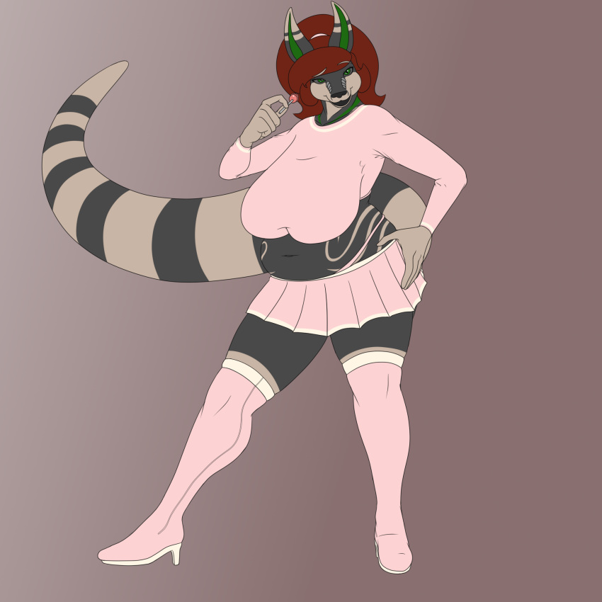 1:1 anthro big_breasts boots bpq00x breasts clothed clothing crux female footwear hi_res high_heeled_boots high_heels huge_breasts legwear looking_at_viewer makeup overweight overweight_anthro overweight_female solo standing thick_thighs thigh_highs