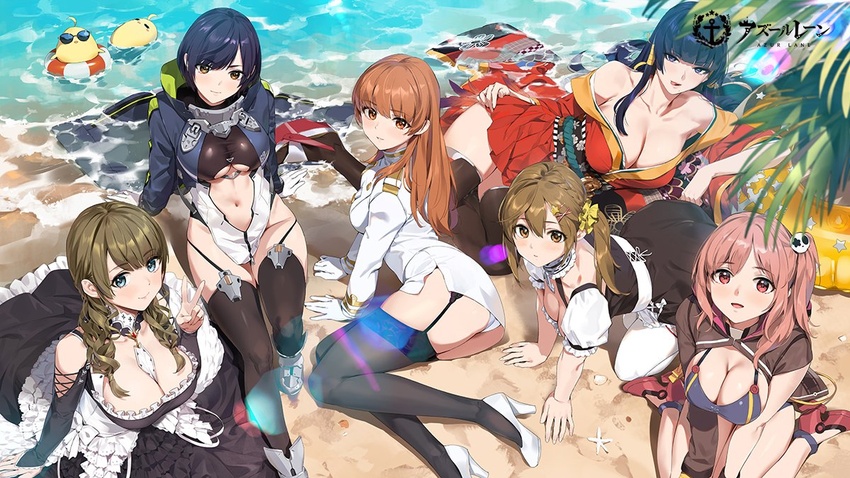 6+girls all_fours ass asymmetrical_sleeves atago_(azur_lane) atago_(azur_lane)_(cosplay) azur_lane baltimore_(azur_lane) baltimore_(azur_lane)_(cosplay) bare_shoulders between_breasts black_hair black_thighhighs blue_eyes blush breasts brown_eyes brown_hair cleavage collarbone commentary_request cosplay day dead_or_alive dead_or_alive_5 dead_or_alive_xtreme dress fingernails formidable_(azur_lane) formidable_(azur_lane)_(cosplay) full_body garter_straps gloves hair_ornament hair_scrunchie hairclip hand_up high_heels honoka_(doa) innertube japanese_clothes kasumi_(doa) kimono large_breasts lips long_dress long_hair long_sleeves looking_at_viewer looking_back looking_up lying manjuu_(azur_lane) medium_breasts misaki_(doa) mole mole_under_mouth monica_(doa) multiple_girls nagisa_(doa) navel nyotengu official_alternate_costume official_art on_side one_side_up open_mouth outdoors parted_lips pink_hair ponytail puffy_short_sleeves puffy_sleeves red_eyes scrunchie shore short_hair short_sleeves sirius_(azur_lane) sirius_(azur_lane)_(cosplay) sitting smile stomach sunglasses swim_ring taihou_(azur_lane) taihou_(azur_lane)_(cosplay) thighhighs thighs tongue tongue_out u-81_(azur_lane) u-81_(azur_lane)_(cosplay) uneven_sleeves v wariza water white_footwear white_gloves yd_(orange_maru) zettai_ryouiki