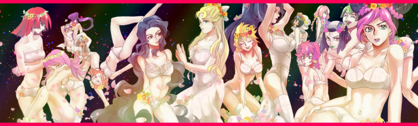 15girls 6+girls battle_tendency belly_dancer belly_dancer_outfit black_hair blonde_hair blue_eyes border bra breasts butt_crack cleavage cross_dimensions dancer dancer_outfit dark_skin diamond_is_unbreakable double_bun elizabeth_joestar erina_pendleton ermes_costello eyes_closed female female_only flowers foo_fighters garter_straps ghost ghost_girl green_eyes green_hair green_lipstick happy harem harem_girl harem_outfit higashikata_daiya highres hot_pants_(jjba) jojo's_bizarre_adventure jojo_no_kimyou_na_bouken jojolion jolyne_kujo lace-trimmed_bra lace-trimmed_panties large_breasts lingerie lipstick lisa_lisa long_hair looking_at_viewer looking_back lucy_steel makeup mariah_(jjba) midler milf multicolored_hair multiple_girls one_eye_closed open_mouth panties petals phantom_blood pink_hair pink_lipstick ponytail purple_eyes purple_hair purple_lipstick red_border red_eyes red_hair red_lipstick sakuma_yona serious short_hair simple_background sitting smile standing stardust_crusaders steel_ball_run stone_ocean sugimoto_reimi suzi_q tagme teenage_girl teenager thighhighs time_paradox trish_una two-tone_hair underwear vento_aureo very_long_hair white_bra white_panties white_underwear yamagishi_yukako yasuho_hirose