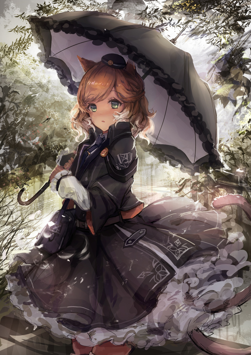 animal_ears arknights dress nekomimi trrcmb umbrella