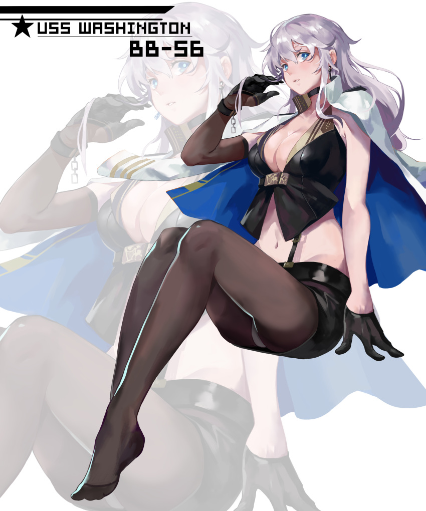 azur_lane cleavage narakuuu pantsu pantyhose washington_(azur_lane)