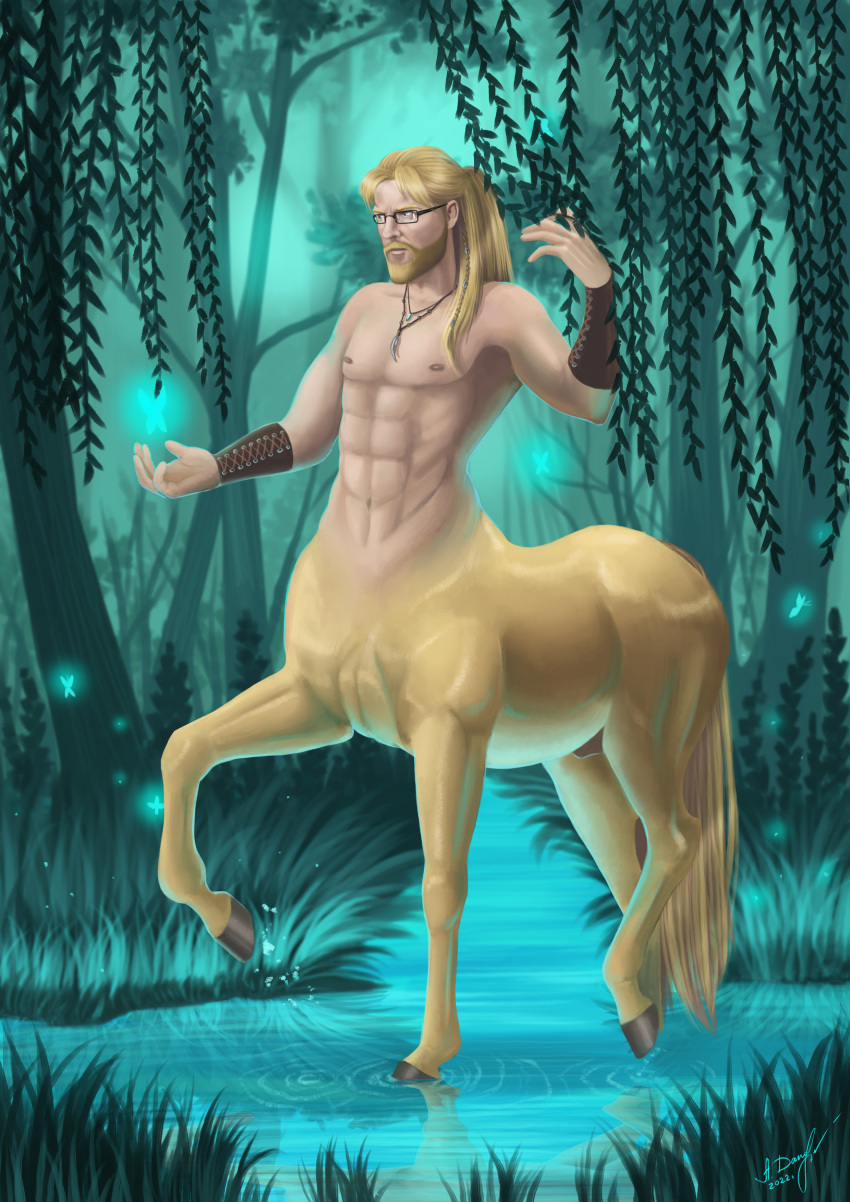 absurd_res alexandradane beard bluelights centaur equid equid_taur european_mythology facial_hair forest greek_mythology hi_res humanoid humanoid_taur invalid_tag lights male mammal mammal_taur mythology palomino plant taur tree viking