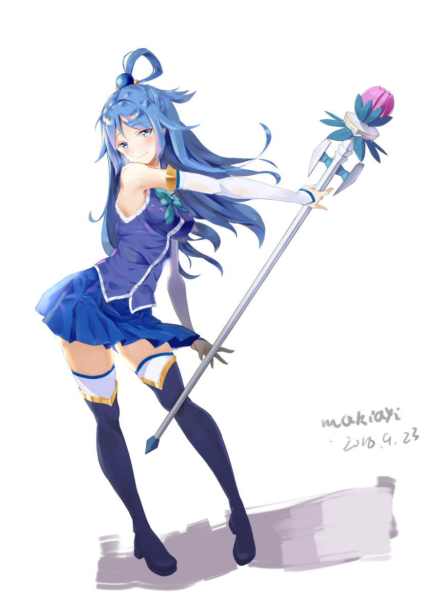 aqua_(kono_subarashii_sekai_ni_shukufuku_wo!) heels kono_subarashii_sekai_ni_shukufuku_wo! tagme thighhighs weapon