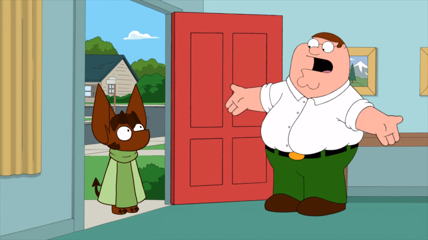 16:9 aamon_(james_howard) anthro bat demon duo family_guy hi_res holy_crap_lois_it's_x! human james_howard male mammal meme peter_griffin smol_aamon_(james_howard) widescreen