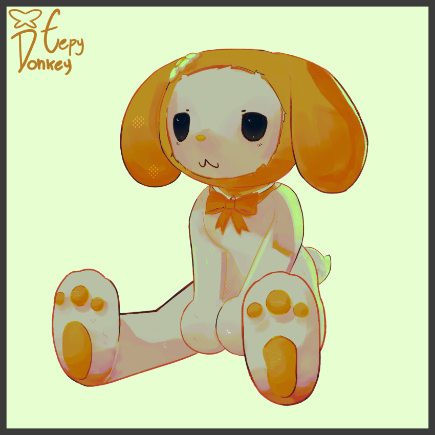 1:1 accessory anthro biped clothing eepy_donkey feet female flower flower_in_hair fur hair hair_accessory headgear headwear hi_res hood lagomorph leporid mammal my_melody onegai_my_melody orange_clothing orange_headwear orange_pawpads pawpads plant rabbit sanrio simple_background sitting tail white_body white_fur white_tail