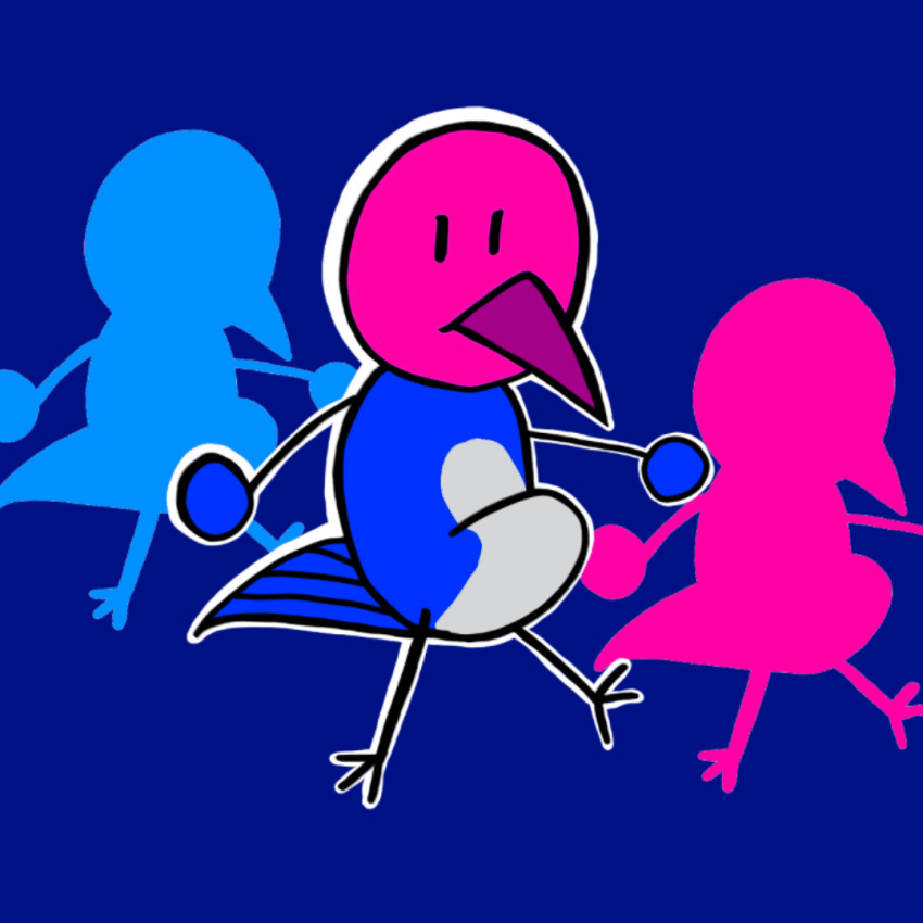 animated anthro avian beak bird blue_body blue_hands columbid dancing feral loop male pigeon pink_head silly silly_face solo spanish_description unknown_artist