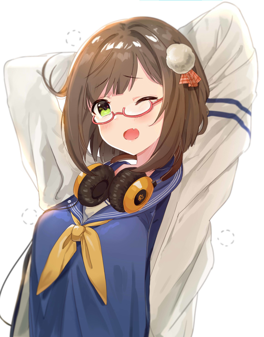 headphones maekawa_miku megane seifuku the_idolm@ster the_idolm@ster_cinderella_girls the_idolm@ster_cinderella_girls_starlight_stage tomato_omurice_melon