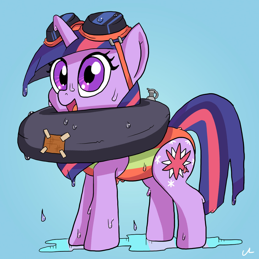 1:1 2017 absurd_res clothing cutie_mark docwario equid equine eyewear female friendship_is_magic goggles hasbro hi_res horn inflatable inner_tube mammal my_little_pony mythological_creature mythological_equine mythology solo swimwear twilight_sparkle_(mlp) unicorn water wet