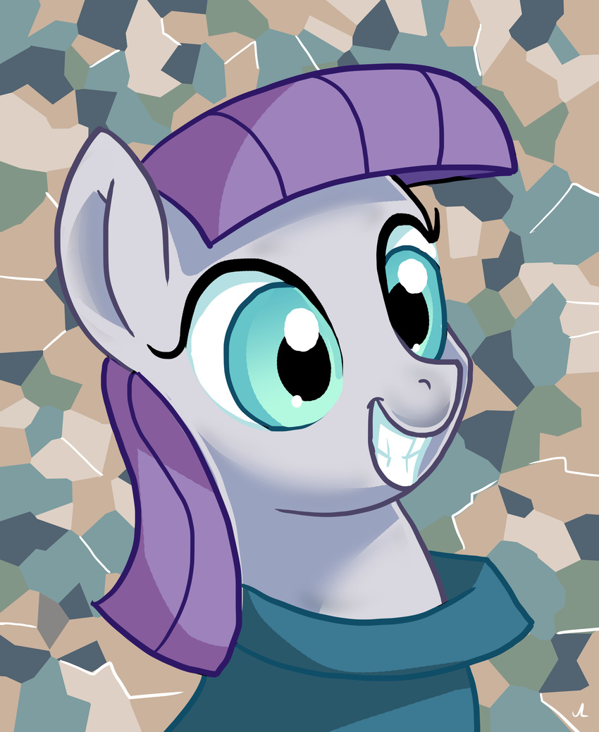 2017 abstract_background absurd_res docwario earth_pony equid equine female feral friendship_is_magic green_eyes grin hair hasbro hi_res horse mammal maud_pie_(mlp) my_little_pony pony portrait purple_hair smile solo