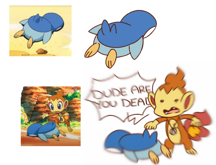 aimer_arts chimchar duo feral generation_4_pokemon hi_res humor male nintendo piplup pokemon pokemon_(species) pokemon_mystery_dungeon redraw relic sand spike_chunsoft