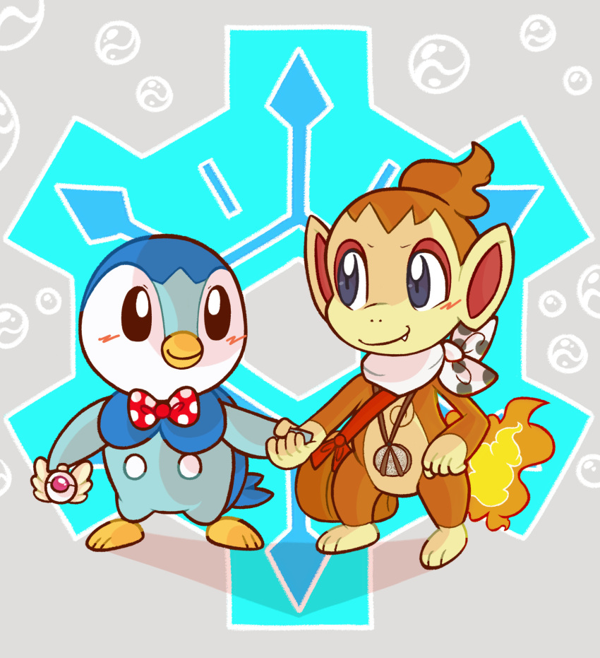 almer_arts badge bow_tie chimchar duo explorer_badge feral generation_4_pokemon hand_holding hi_res invalid_tag male nintendo piplup pokemon pokemon_(species) pokemon_mystery_dungeon relic scarf spike_chunsoft time_gear