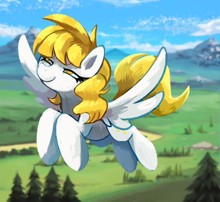 blitzdrachin blonde_hair conditional_dnp detailed_background equid equine female feral golden_shower hair half-closed_eyes hasbro hi_res mammal mizu-wolf my_little_pony mythological_creature mythological_equine mythology narrowed_eyes pegasus solo wings yellow_eyes