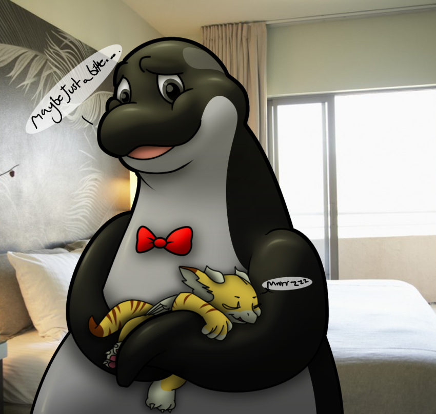 anthro bow_tie cetacean dolphin emmya fatalglory128 feral imminent_vore mammal marine mercury_(fatalglory128) nap oceanic_dolphin orca sleeping toony toothed_whale