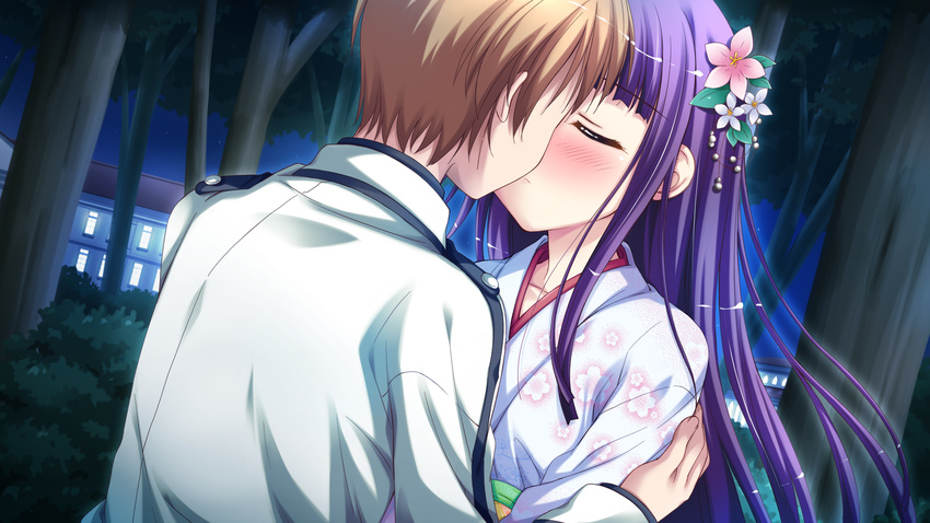 game_cg iro_ni_ide_ni_keri_waga_koi_wa kissing ko~cha purple_hair tagme tenjo_kikyou