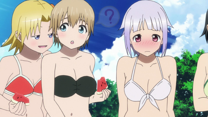 3girls fnc_(upotte!!) highres l85a1_(upotte!!) m16a4_(upotte!!) multiple_girls stomach swimsuit upotte!!