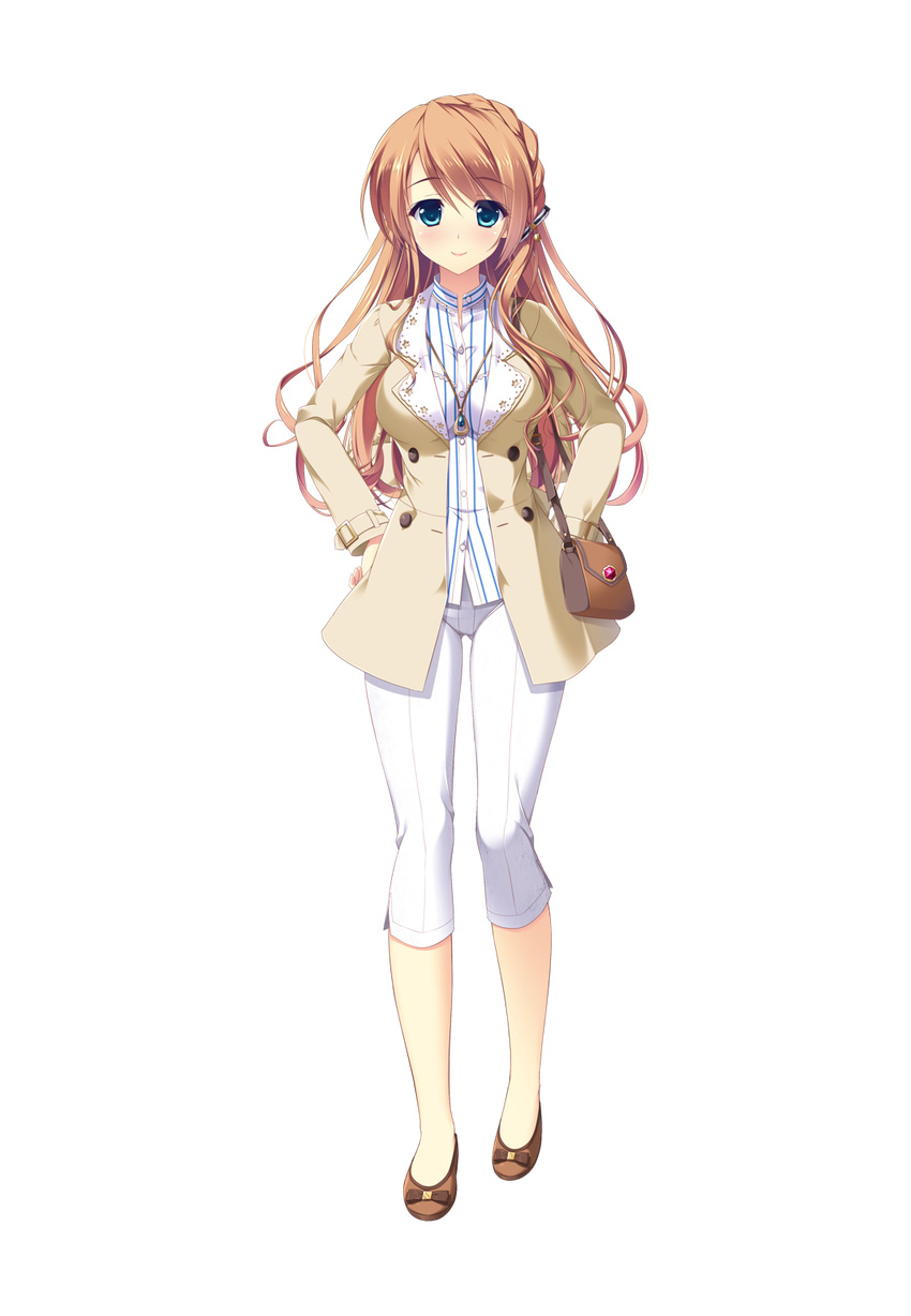 ameto_yuki brown_hair female female full_body green_eyes hooksoft looking_at_viewer makihara_shiho_(pure_x_connect) official_art pure_x_connect smee solo standing transparent_background transparent_png