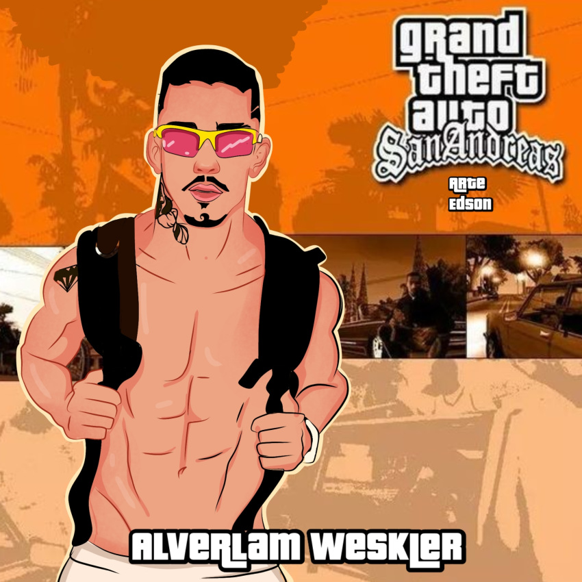 alverlam_weskler edson_santos_(eu_edson) english_text grand_theft_auto:_san_andreas hispanic hispanic_male latino male male_only maloka_paraibano muscles muscular muscular_male onlyfans_model real_person shirtless_male sunglasses