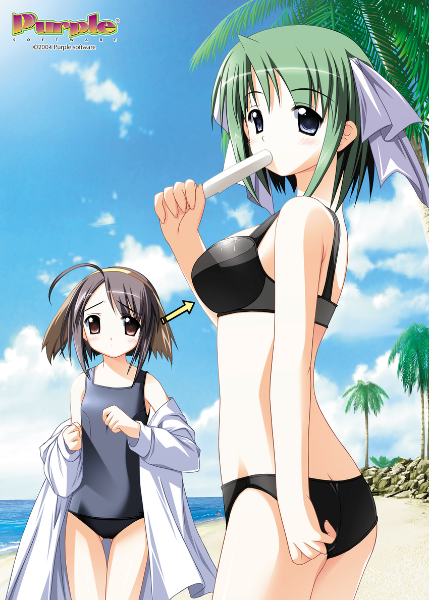 bikini himekawa_mia iwasaki_kouji kitajima_sora majipuri purple_software swimsuits