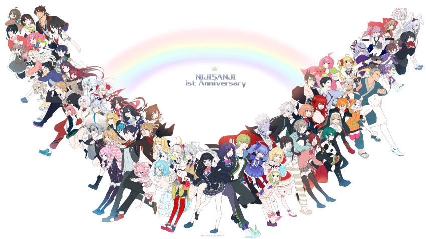 2others 6+boys 6+girls :3 :d absurdres achikita_chinami ahoge akabane_youko amemori_sayo animal_ear_fluff animal_ears animal_hood animal_slippers anniversary annotated aqua_hair asuka_hina azuchi_momo belmond_banderas black_dress black_hair black_sailor_collar black_serafuku black_skirt blonde_hair blue_dress blue_eyes blue_footwear blue_hair blue_skin blunt_bangs bob_cut bobby_socks boots bow bowtie brown_dress brown_footwear brown_hair cardigan cat_ears cat_tail colored_skin commentary debidebi_debiru demon demon_horns demon_tail demon_wings dola_(nijisanji) dress elu_(nijisanji) everyone feline fish_hair_ornament flower formal frilled_dress frills from_side full_body fumino_tamaki fushimi_gaku gilzaren_iii glasses gloves gonzalez_(machita_chima) green_bow green_eyes green_hair green_skirt grey_hair gundou_mirei habit hair_flaps hair_flower hair_ornament hair_ribbon hairbow hairclip hamster hanabatake_chaika hanabatake_chaika_(1st_costume) harusaki_air hassaku_yuzu headphones headphones_around_neck heterochromia high_ponytail highres higuchi_kaede hime_cut honma_himawari hood hood_up hoodie horns i_heart... ienaga_mugi izumo_kasumi_(nijisanji) jacket joe_rikiichi jumping kanae_(nijisanji) kanda_shouichi kataribe_tsumugu kenmochi_touya kneehighs kudou_chitose kuroi_shiba kuzuha_(nijisanji) light_brown_hair loafers long_hair long_sleeves machita_chima maimoto_keisuke makaino_ririmu makaino_ririmu_(1st_costume) makeup mary_janes medium_hair moira_(nijisanji) mononobe_alice morinaka_kazaki multicolored_hair multiple_boys multiple_girls multiple_others nakao_azuma naruse_naru naruto_kogane neck_ribbon neckerchief necktie nijisanji ninahachi nun oerba_yun_fang onomachi_haruka open_mouth orange_hair pajamas panda panda_ears panda_hood pants pantyhose pink_bow pink_bowtie pink_cardigan pink_flower pink_hair pink_legwear pink_pajamas plaid plaid_dress plaid_skirt pleated_skirt pointing pointing_at_viewer rabbit_ears rainbow red_bow red_bowtie red_eyes red_hood red_horns red_legwear red_neckerchief red_necktie red_pants red_ribbon ribbon rindou_mikoto roto_(kanae) ryuushen sailor_collar sakura_ritsuki sasaki_saku sasaki_saku_(1st_costume) school_uniform seed serafuku seto_miyako setsuna_(nijisanji) shibuya_hajime shiina_yuika shiina_yuika_(1st_costume) shirt shizuka_rin shoes short_hair short_sleeves shorts sidelocks simple_background sister_claire sister_claire_(1st_costume) skin-covered_horns skin_fang skirt sleeves_past_fingers sleeves_past_wrists slippers smile sneakers socks streaked_hair striped_clothes striped_pajamas striped_tail suit suit_jacket sunflower sunflower_hair_ornament sunflower_seed suzuka_utako suzuki_masaru suzuya_aki suzuya_aki_(1st_costume) t-shirt tail takamiya_rion thighhighs todoroki_kyouko traditional_nun tsukimi_shizuku tsukino_mito tsukino_mito_(1st_costume) twintails twitter_username umiyasha_no_kami ushimi_ichigo ushimi_ichigo_(1st_costume) uzuki_kou uzuki_kou_(1st_costume) virtual_youtuber warabeda_meiji white_bow white_dress white_gloves white_hair white_jacket white_legwear white_pants white_shirt white_suit wings yaguruma_rine yamiyono_moruru yashiro_kizuku yumeoi_kakeru yuuhi_riri yuuki_chihiro yuzuki_roa yuzuki_roa_(1st_costume)