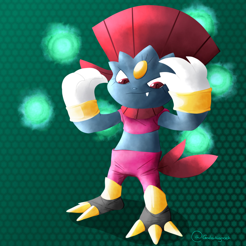 1:1 absurd_res ambiguous_gender cosplay dragon_ball dragon_ball_super energy generation_4_pokemon hi_res kefla midriff nintendo pokemon pokemon_(species) solo weavile