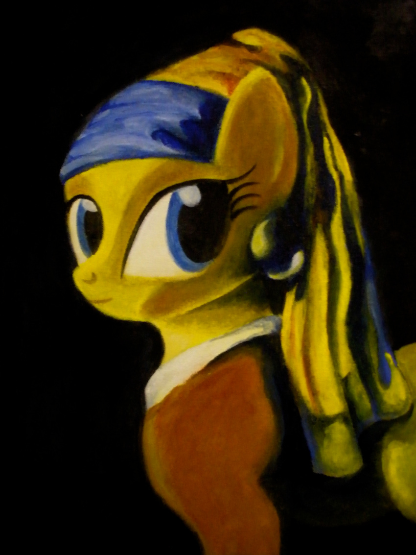 3:4 absurd_res ear_piercing equid equine female friendship_is_magic girl_with_a_pearl_earring hasbro hi_res horse inspired_by_formal_art invalid-david johannes_vermeer mammal my_little_pony piercing pony solo