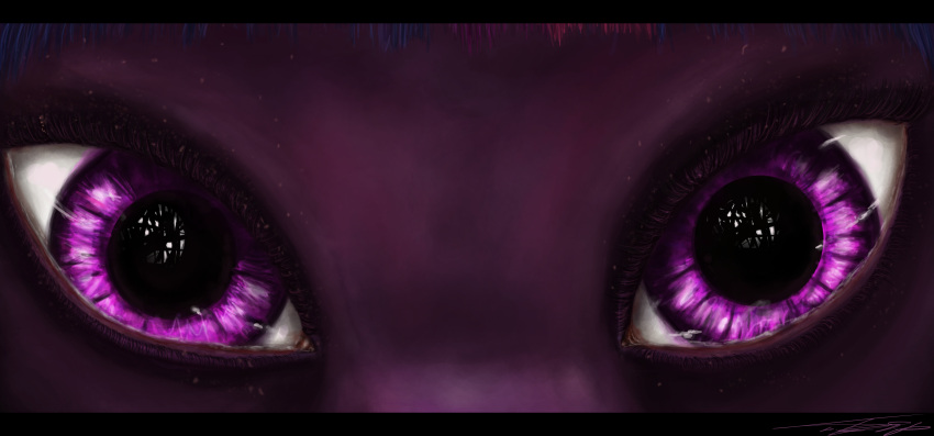 2013 absurd_res ambiguous_gender black_bars digital_media_(artwork) equid equine eye_waterline eyes_close-up friendship_is_magic hair hasbro hi_res horse letterbox looking_at_viewer mammal multicolored_hair my_little_pony nettrip pink_hair pony purple_eyes purple_hair signature solo twilight_sparkle_(mlp) two_tone_hair