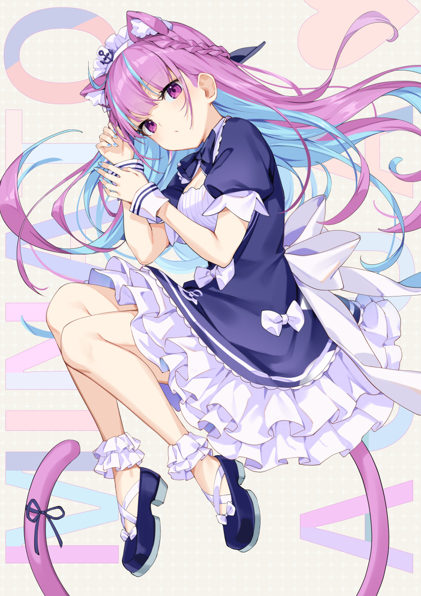 animal_ears hololive ikomochi maid minato_aqua nekomimi skirt_lift tail